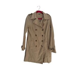 United Colors of Benetton Tan Beige Double Breasted Trench Coat Size 46 Womens